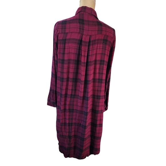 Peyton Jensen Button Up Plaid Collared Shirt Dress Size Medium - Picture 3 of 5